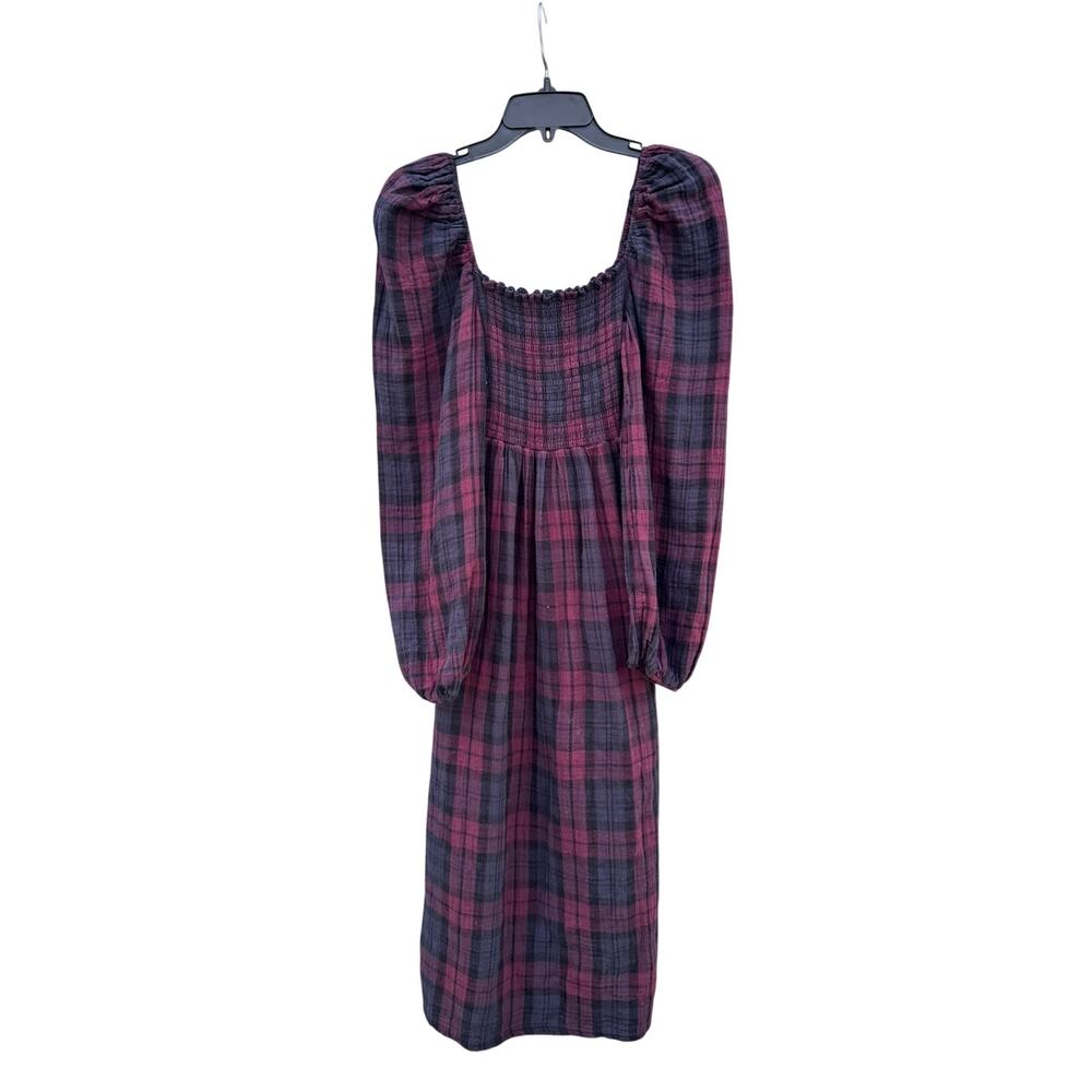 NOTHING FITS BUT Red Plaid Aoi Midi Dress Small Medium S/M